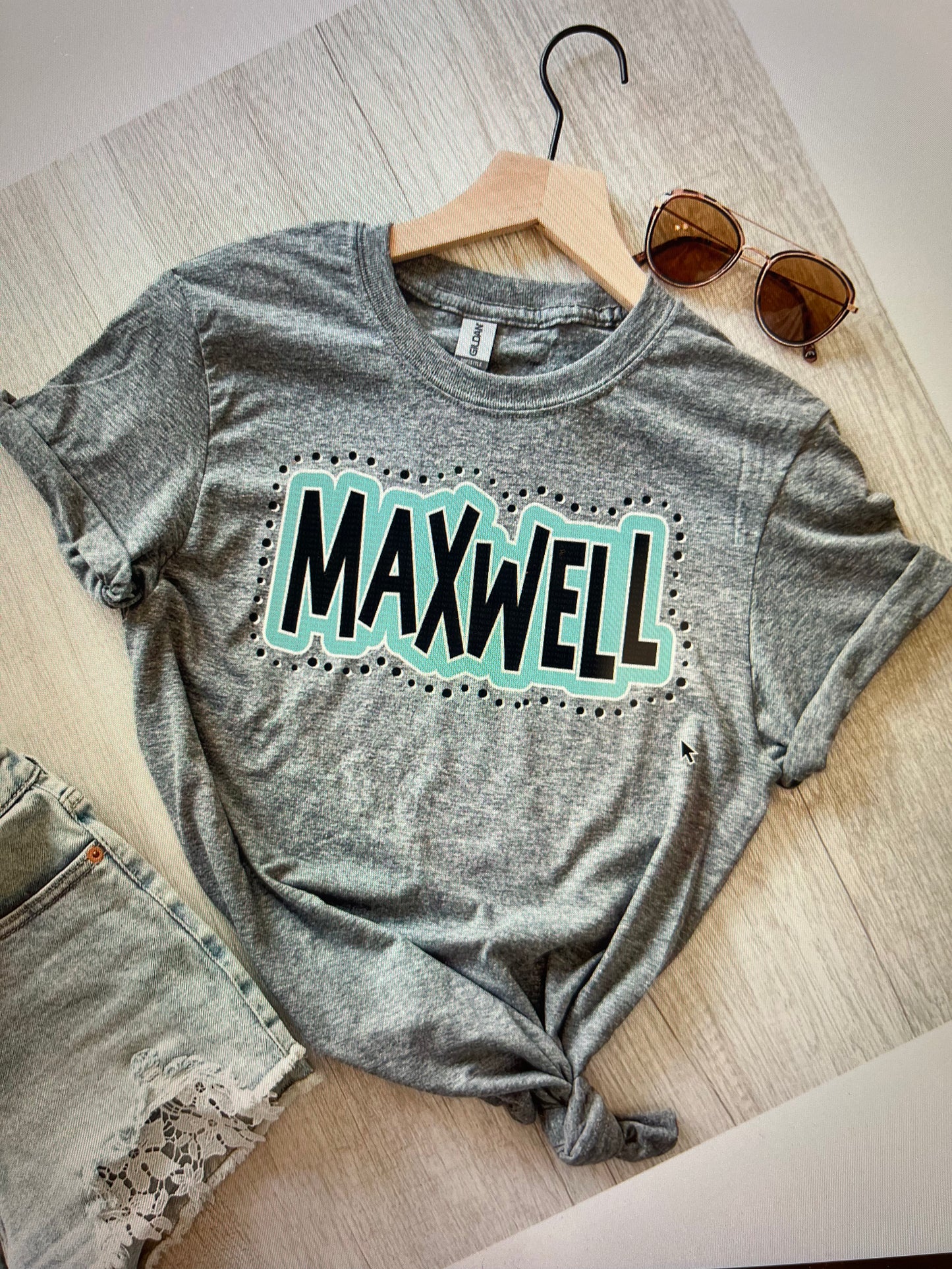 Maxwell Teal and Black Dots (Comfort Color)