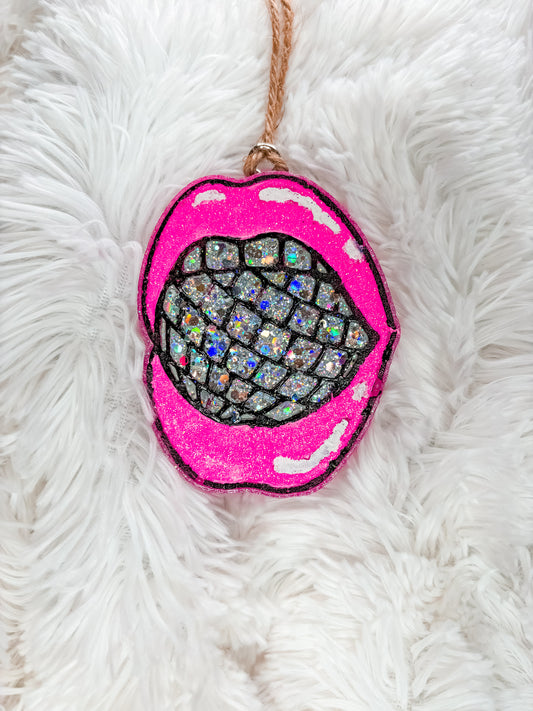 Pink Lips With Disco Ball