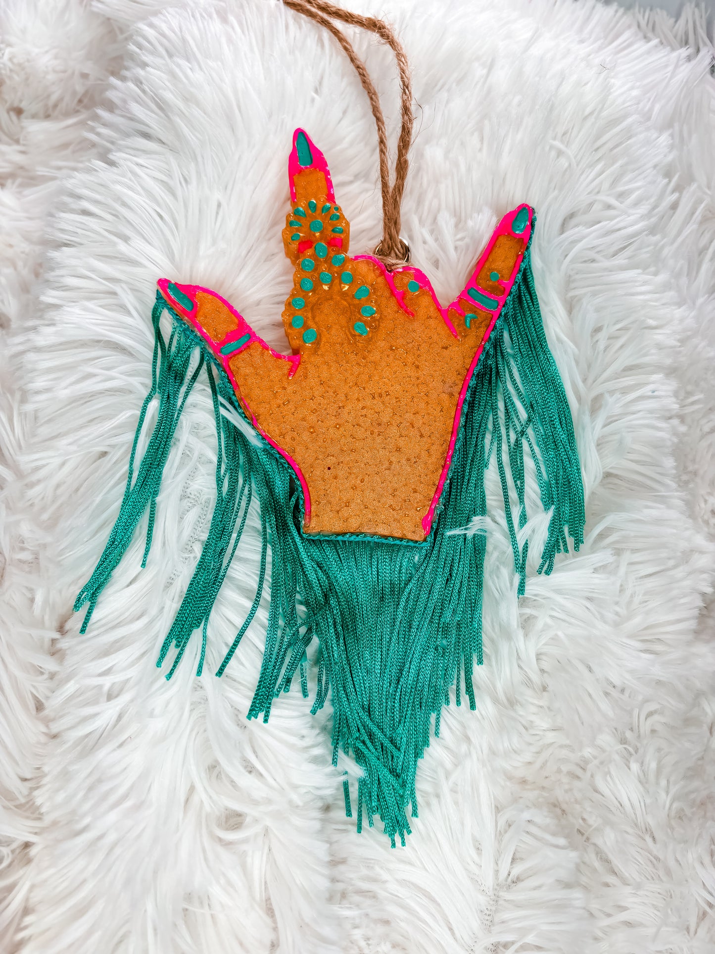 Turquoise Hand {With Fringe}