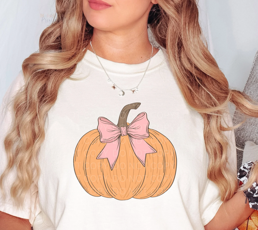 Pumpkin With Pink Bow