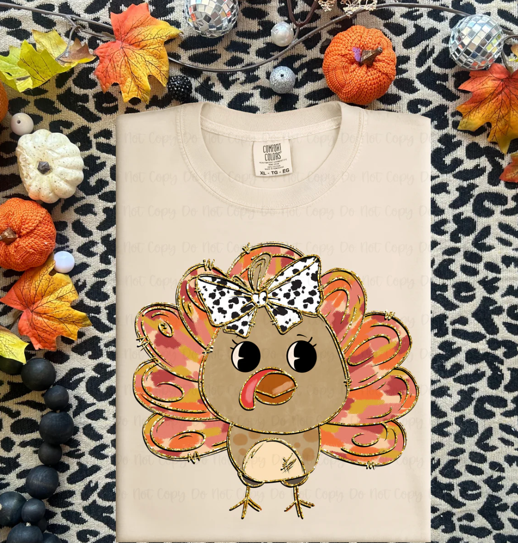 Girl Turkey with Cow bow