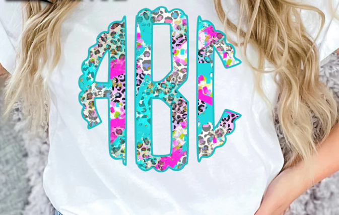 Blue and Pink Leopard Monogram